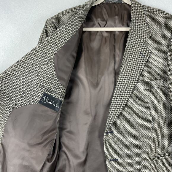 Andre Vachon Lambswool Blazer Sport Coat Mens 46S Brown 2 Button - Picture 4 of 16